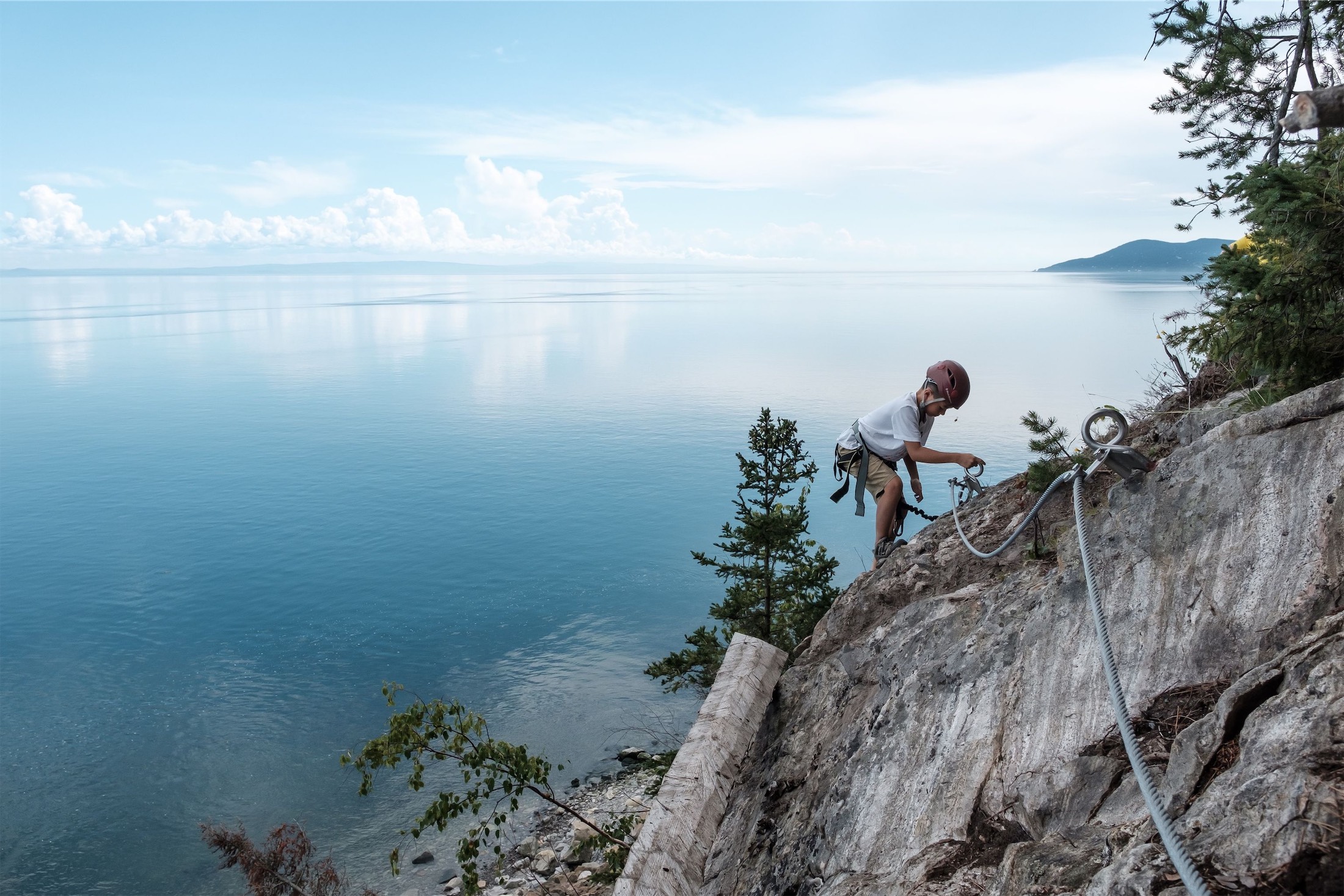 a person climbing on rocks