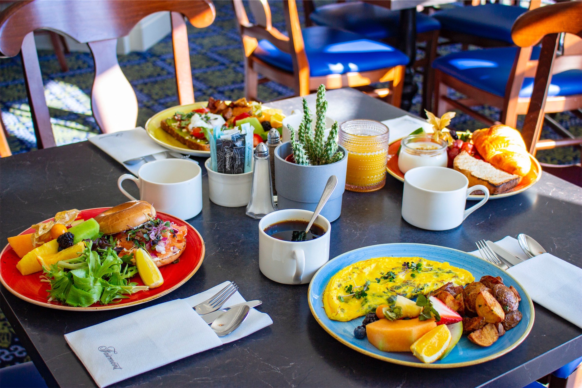 table scape of breakfast foods