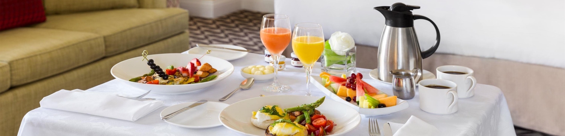 room service cart with breakfast