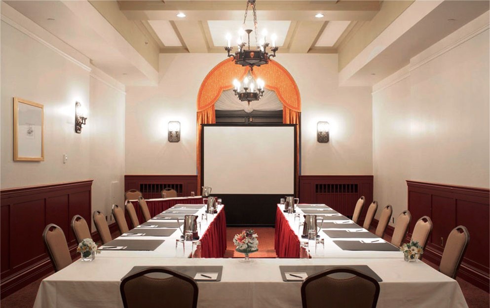 room with a u-shape table set up