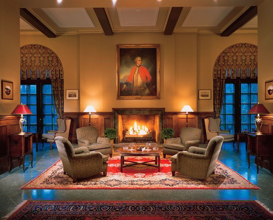 room with fireplace and sitting area