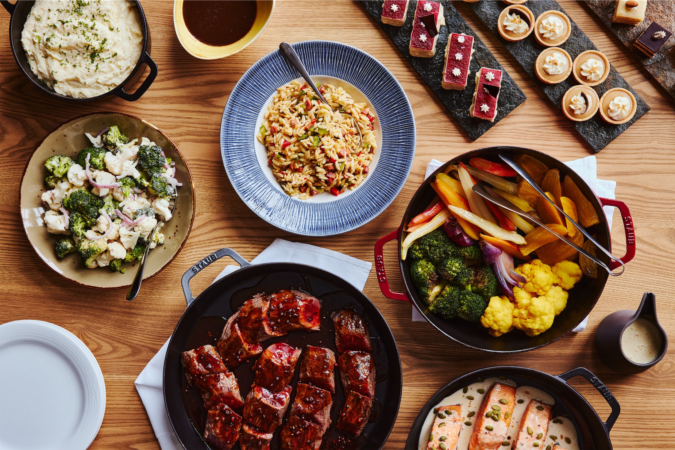 tablescape of lunch items