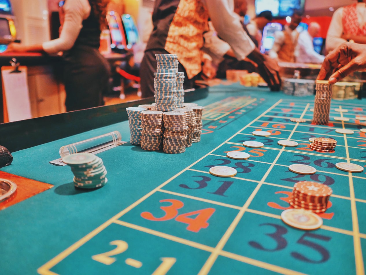 casino chips on game table