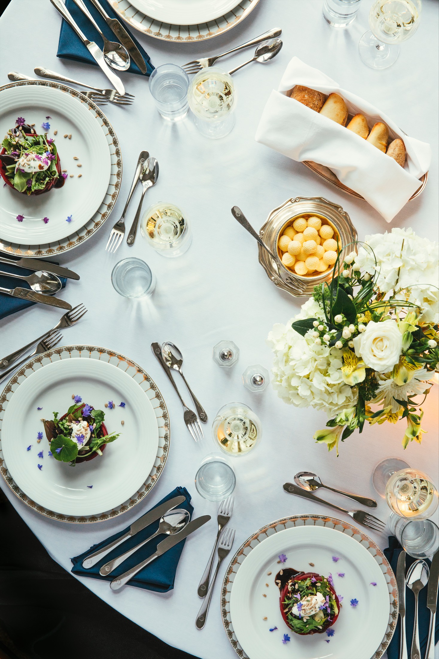 table scape of dinner table set for a reception